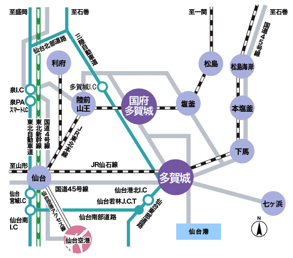 多賀城市交通案内マップの画像